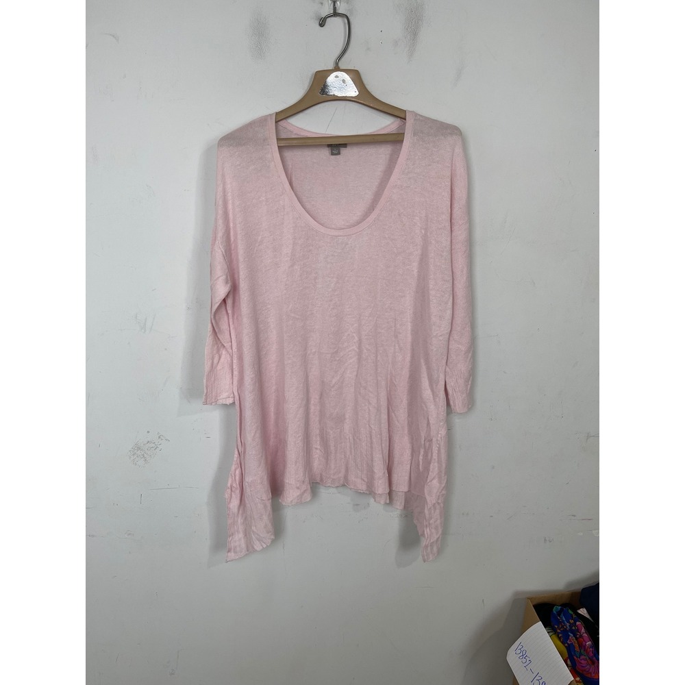 J. Jill Pink Scoop Neck Tunic Top 3/4 Sleeve Knit Lightweight Large
